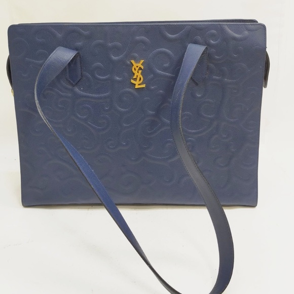 Yves Saint Laurent Shoulder Bag Blue Leather - Picture 1 of 9